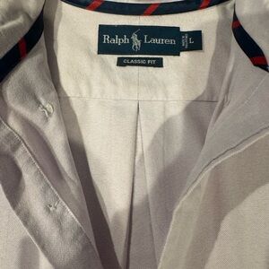 Ralph Lauren White Shirt with Red and Blue Stripes